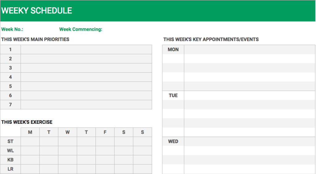 Weekly Schedule How To Be More Productive Weekly Schedule How To Be More Productive